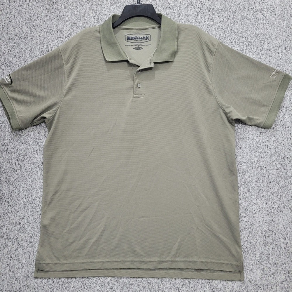 Magellan Sportswear FLAWS Polo Shirt Mens XL Olive Green Quick Dry Performance